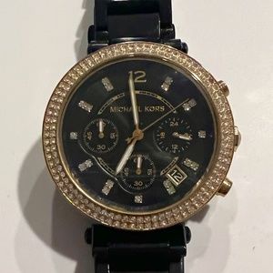 MICHAEL KORS Parker Chronograph Black Dial Black Ion-plated Ladies Watch